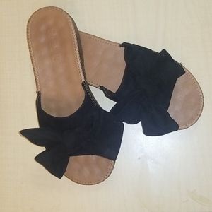 Slip On Sandals with Black Bows on the strap